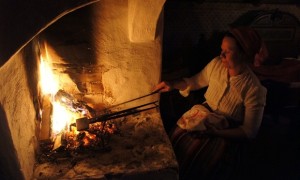 Making bread on the fire at a Swedish Xmas Market