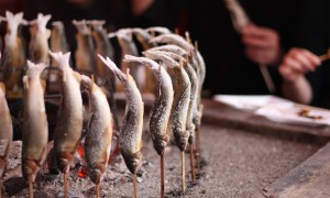 Fish on a stick, Tokyo, Japan