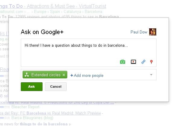 Ask on Google plus