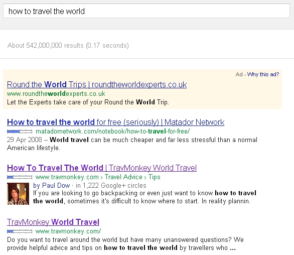 Google authorship tag in search results