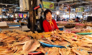 five day market trader with dried fish five day market trader with dried fish