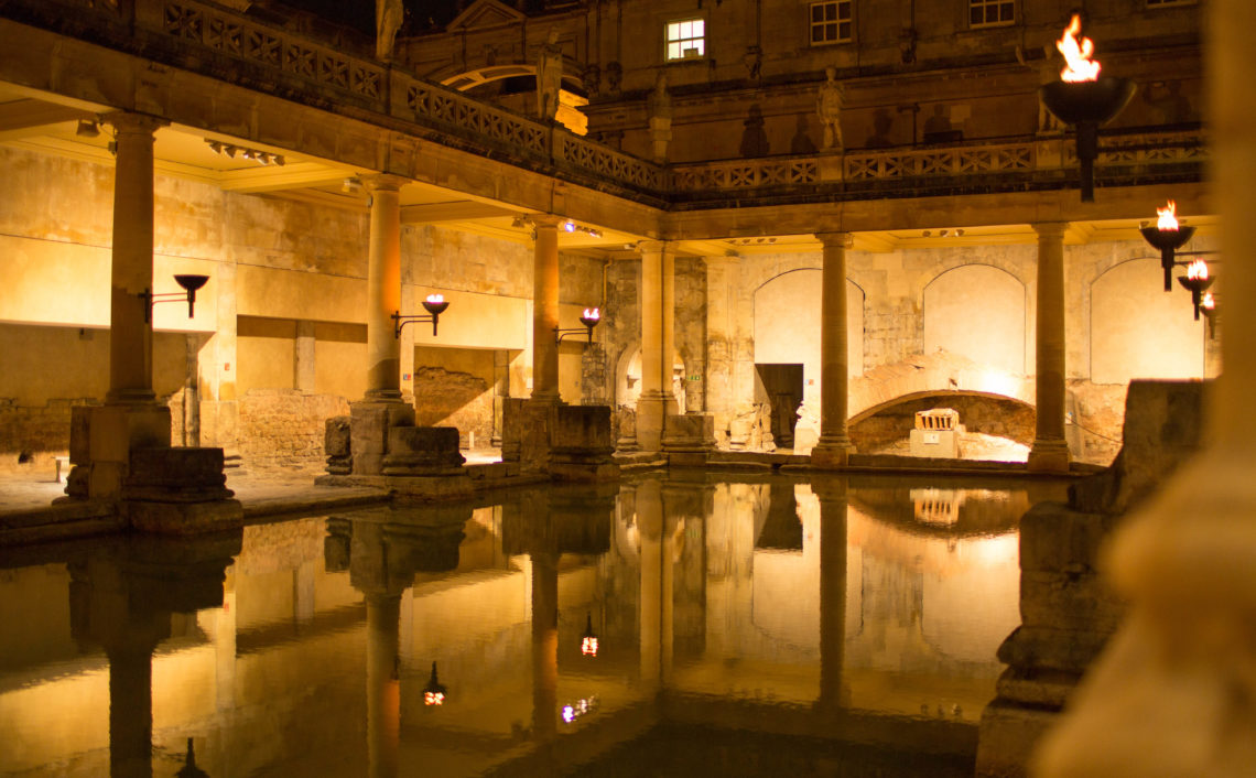 Exploring the ancient Roman Baths by torchlight, Bath